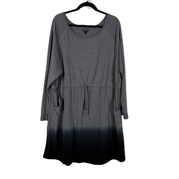 Torrid Gray Ombre Long Sleeve Sweatshirt Dress with Pockets Women's Plus Size 4X - Picture 1 of 8